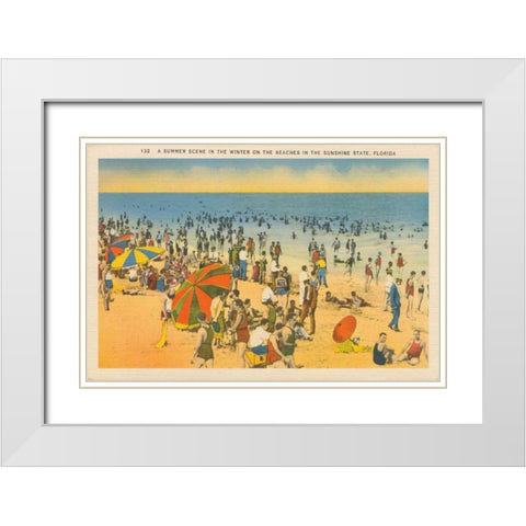 Beach Postcard IV Plain Border White Modern Wood Framed Art Print with Double Matting by Wild Apple Portfolio