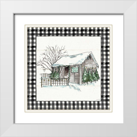 Holiday on the Farm IV BW Buffalo Check White Modern Wood Framed Art Print with Double Matting by Tavoletti, Anne