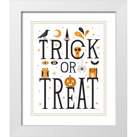 Trick or Treat I Bright White White Modern Wood Framed Art Print with Double Matting by Mullan, Michael
