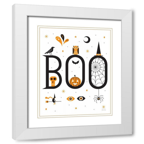 Boo Bright White White Modern Wood Framed Art Print with Double Matting by Mullan, Michael