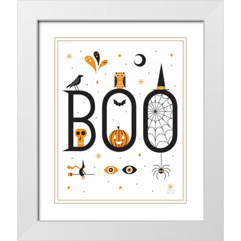 Boo Bright White White Modern Wood Framed Art Print with Double Matting by Mullan, Michael