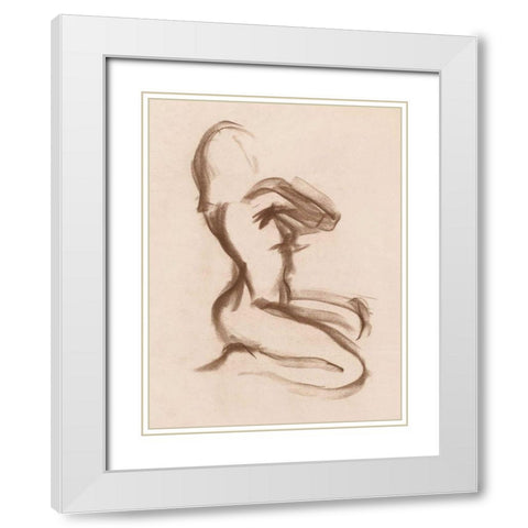 Figure Study III White Modern Wood Framed Art Print with Double Matting by Wild Apple Portfolio