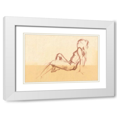 Figure Study VII White Modern Wood Framed Art Print with Double Matting by Wild Apple Portfolio