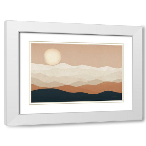 Mojave Mountains and Moon Crop White Modern Wood Framed Art Print with Double Matting by Fowler, Ryan