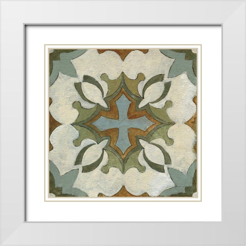 Old World Tile IX White Modern Wood Framed Art Print with Double Matting by Vassileva, Silvia