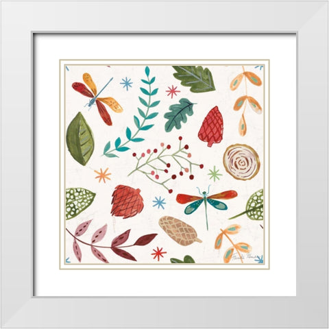 Whimsical Woodland Pattern IV White Modern Wood Framed Art Print with Double Matting by Zaman, Farida