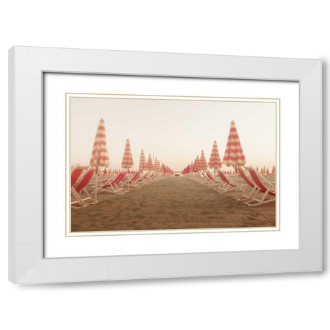 At the Beach I White Modern Wood Framed Art Print with Double Matting by Aledanda