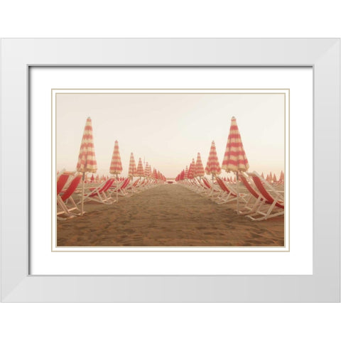 At the Beach I White Modern Wood Framed Art Print with Double Matting by Aledanda