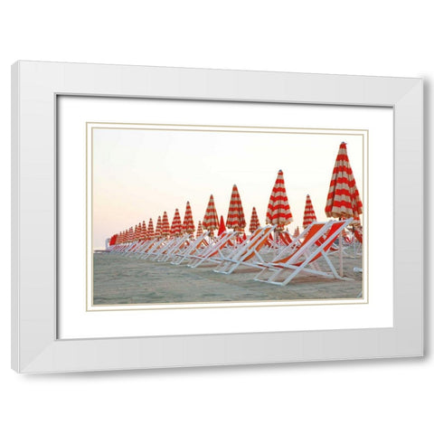 At the Beach II White Modern Wood Framed Art Print with Double Matting by Aledanda