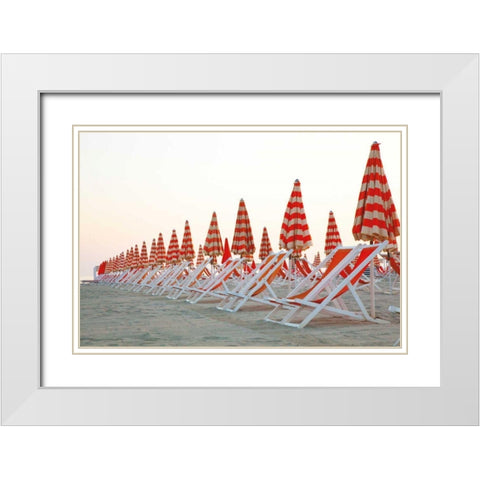 At the Beach II White Modern Wood Framed Art Print with Double Matting by Aledanda
