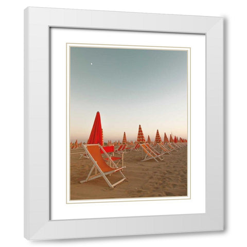 At the Beach III White Modern Wood Framed Art Print with Double Matting by Aledanda