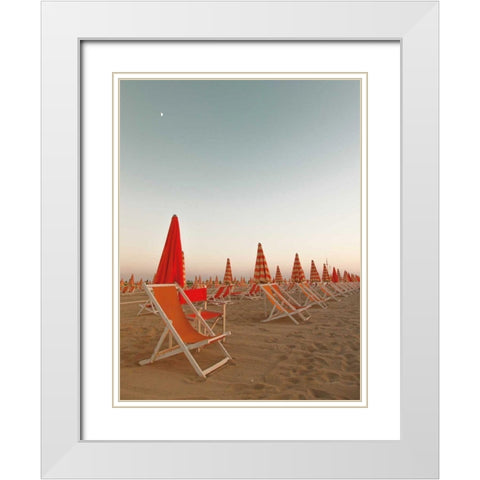 At the Beach III White Modern Wood Framed Art Print with Double Matting by Aledanda