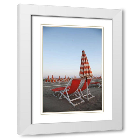 At the Beach IV White Modern Wood Framed Art Print with Double Matting by Aledanda