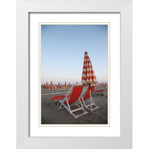 At the Beach IV White Modern Wood Framed Art Print with Double Matting by Aledanda
