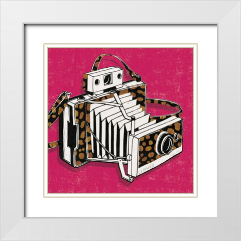 Jungle Camera Bright Rose White Modern Wood Framed Art Print with Double Matting by Mullan, Michael