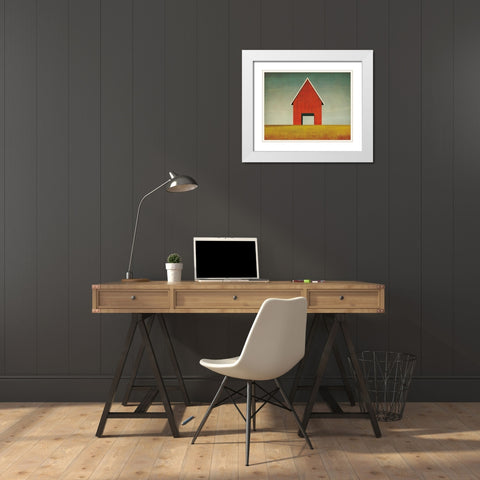 Red Barn Summer White Modern Wood Framed Art Print with Double Matting by Fowler, Ryan