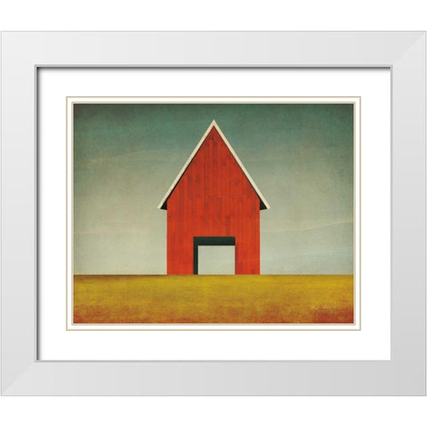 Red Barn Summer White Modern Wood Framed Art Print with Double Matting by Fowler, Ryan