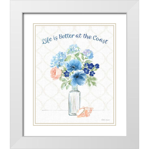 Coastline Botanical VIII White Modern Wood Framed Art Print with Double Matting by Grove, Beth