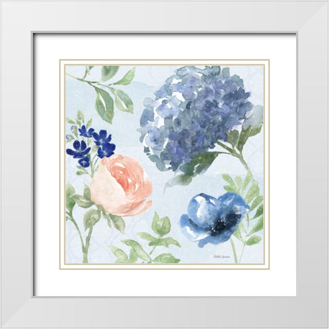 Coastline Botanical III Blue White Modern Wood Framed Art Print with Double Matting by Grove, Beth