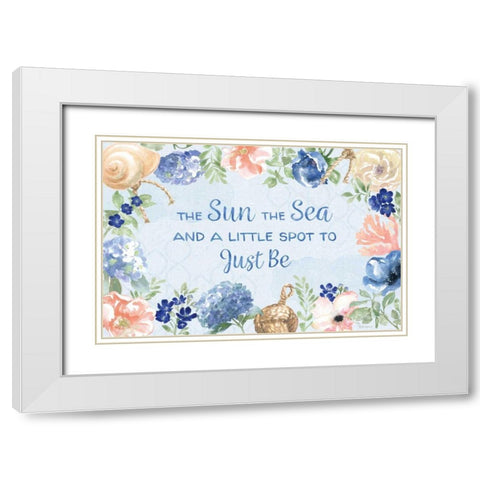 Coastline Botanical IV Blue White Modern Wood Framed Art Print with Double Matting by Grove, Beth