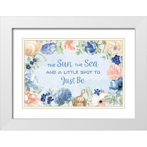 Coastline Botanical IV Blue White Modern Wood Framed Art Print with Double Matting by Grove, Beth