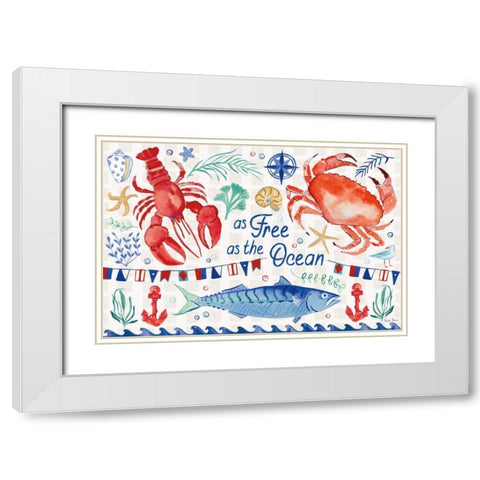 Maritime Delight I White Modern Wood Framed Art Print with Double Matting by Zaman, Farida