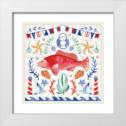 Maritime Delight V White Modern Wood Framed Art Print with Double Matting by Zaman, Farida