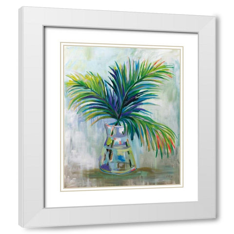 Palm Leaves I Red White Modern Wood Framed Art Print with Double Matting by Vertentes, Jeanette