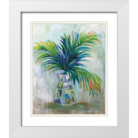 Palm Leaves I Red White Modern Wood Framed Art Print with Double Matting by Vertentes, Jeanette