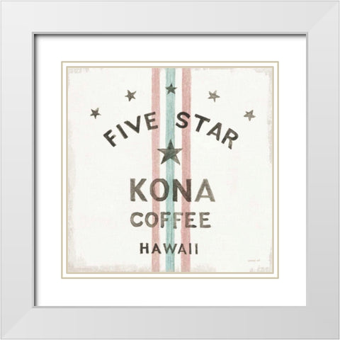 Wake Me Up Coffee Sack III White Modern Wood Framed Art Print with Double Matting by Nai, Danhui