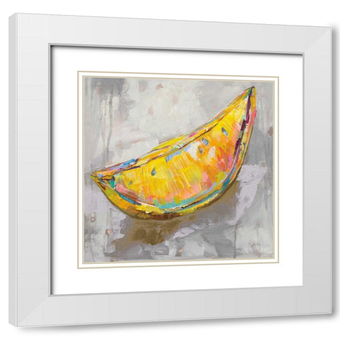 Lemon Wedge Neutral White Modern Wood Framed Art Print with Double Matting by Vertentes, Jeanette