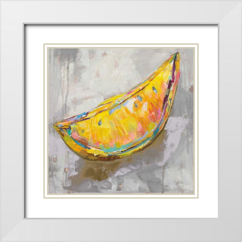 Lemon Wedge Neutral White Modern Wood Framed Art Print with Double Matting by Vertentes, Jeanette