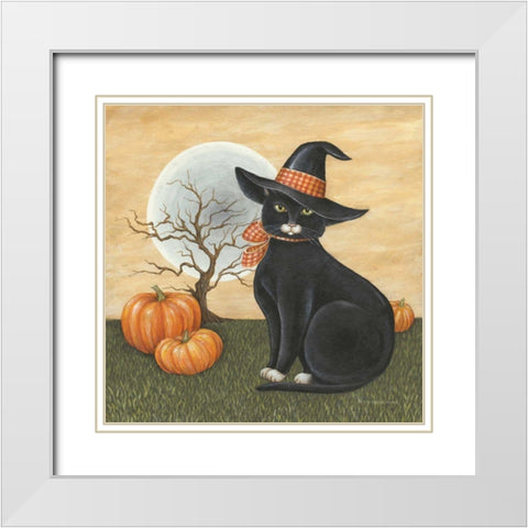 Pretty Kitty White Modern Wood Framed Art Print with Double Matting by Brown, David Carter
