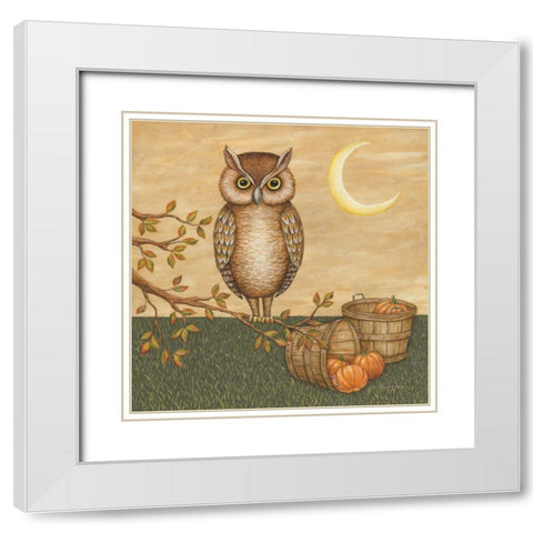 Halloween Owl White Modern Wood Framed Art Print with Double Matting by Brown, David Carter