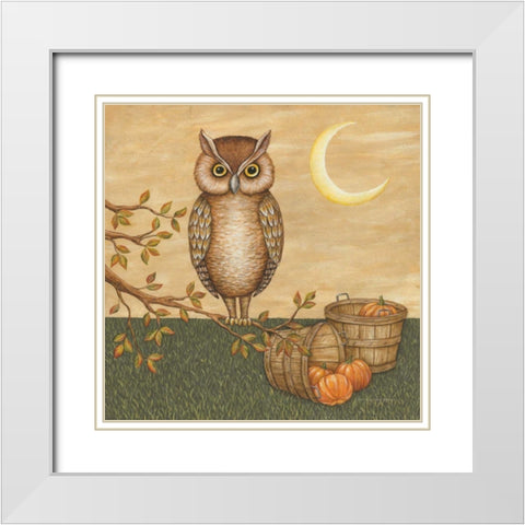 Halloween Owl White Modern Wood Framed Art Print with Double Matting by Brown, David Carter