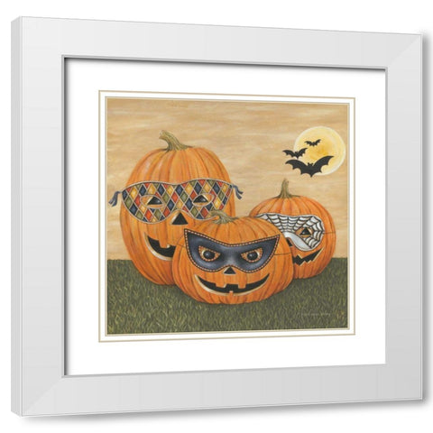 Funny Pumpkins White Modern Wood Framed Art Print with Double Matting by Brown, David Carter