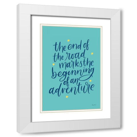 Graduation III Aqua White Modern Wood Framed Art Print with Double Matting by Thorns, Becky