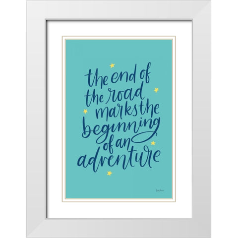 Graduation III Aqua White Modern Wood Framed Art Print with Double Matting by Thorns, Becky