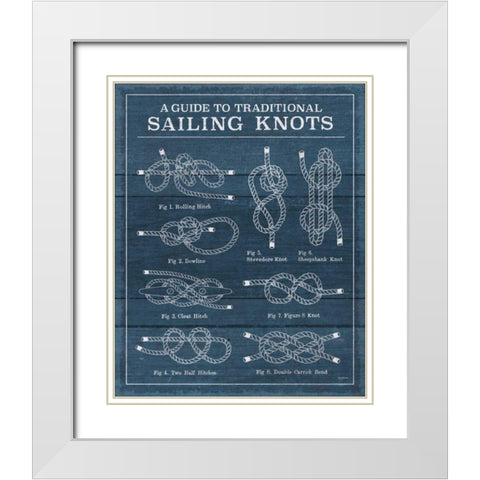 Vintage Sailing Knots XIII White Modern Wood Framed Art Print with Double Matting by Urban, Mary