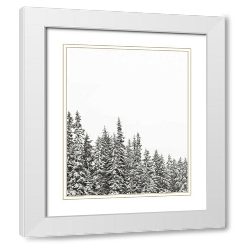 Gold Lake Trees White Modern Wood Framed Art Print with Double Matting by Marshall, Laura
