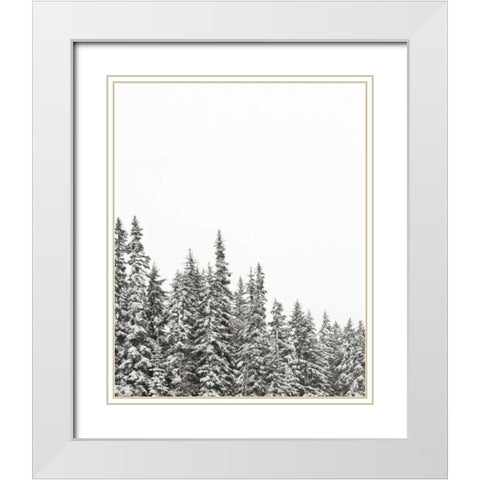 Gold Lake Trees White Modern Wood Framed Art Print with Double Matting by Marshall, Laura