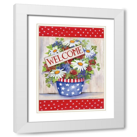 Patriotic Welcome White Modern Wood Framed Art Print with Double Matting by McKenna, Kathleen Parr