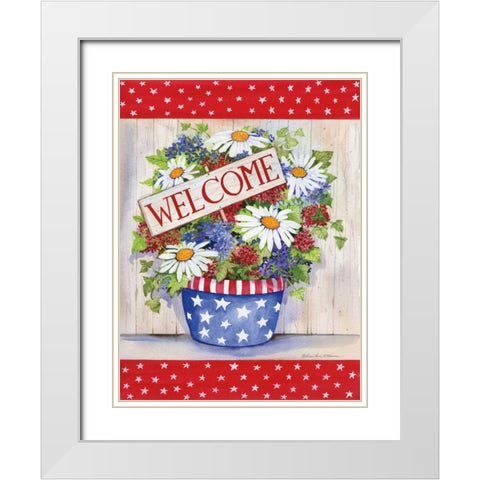 Patriotic Welcome White Modern Wood Framed Art Print with Double Matting by McKenna, Kathleen Parr