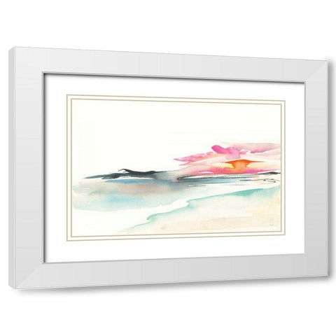 Coastal Sunset White Modern Wood Framed Art Print with Double Matting by Rice, Kristy