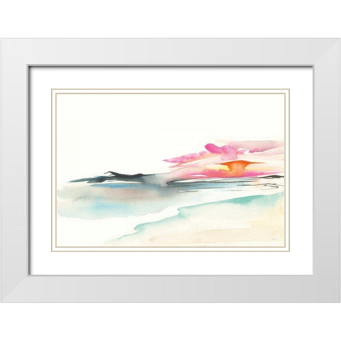 Coastal Sunset White Modern Wood Framed Art Print with Double Matting by Rice, Kristy