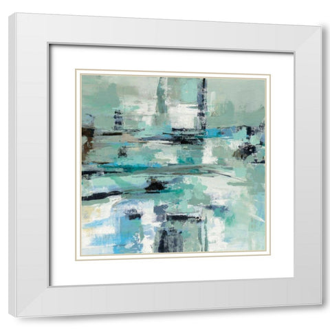 Sage Sea Foam White Modern Wood Framed Art Print with Double Matting by Vassileva, Silvia