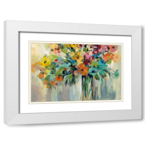 Cloud of Flowers White Modern Wood Framed Art Print with Double Matting by Vassileva, Silvia