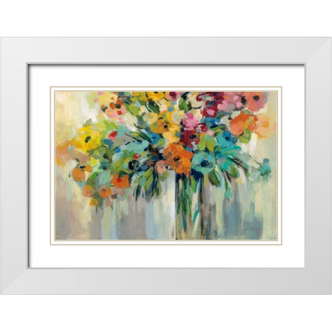 Cloud of Flowers White Modern Wood Framed Art Print with Double Matting by Vassileva, Silvia