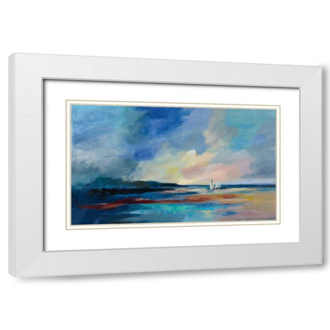 Ultramarine Sea and Sky White Modern Wood Framed Art Print with Double Matting by Vassileva, Silvia
