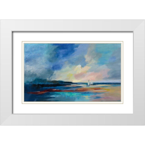 Ultramarine Sea and Sky White Modern Wood Framed Art Print with Double Matting by Vassileva, Silvia